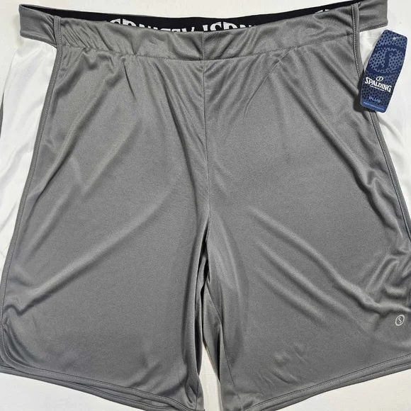 Baaketball Shorts Mens 1X Silver‎ Spalding Quick Dry Moisture Wicking Activewear - Picture 2 of 8